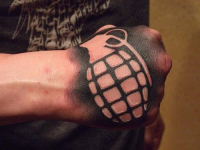 These Granade tattoos celebrating the art of producing and marketing gloves, 