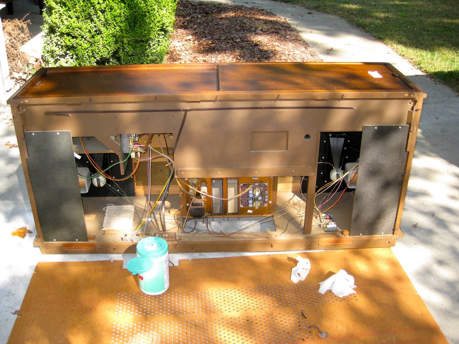 It took me u0026 my dad several hours to gut the piece. We saved the inoperable turntable, just because