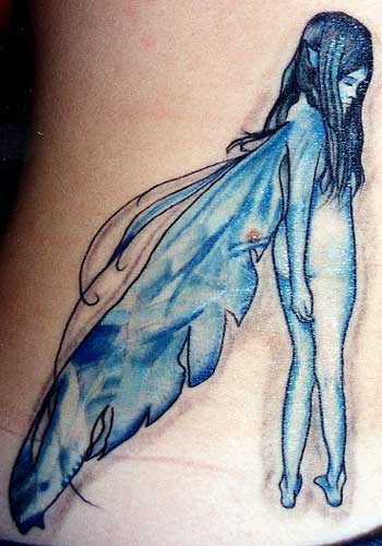 Woman tattoo angel