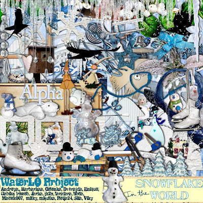 Free digital scrapbook kit "Snowflake world" from WaterLo Project