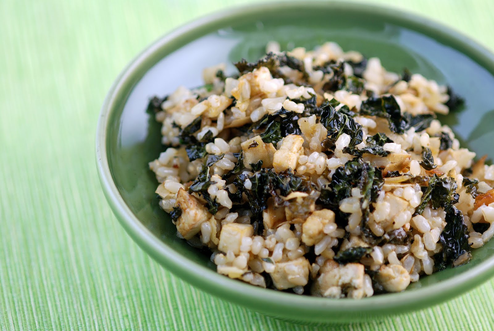 Vegetable Matter Crispy Kale and Tofu with Brown Rice and Coconut
