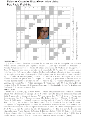 Palavras Cruzadas Biográficas: Alice Vieira