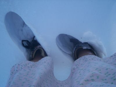 Snowboots and gown