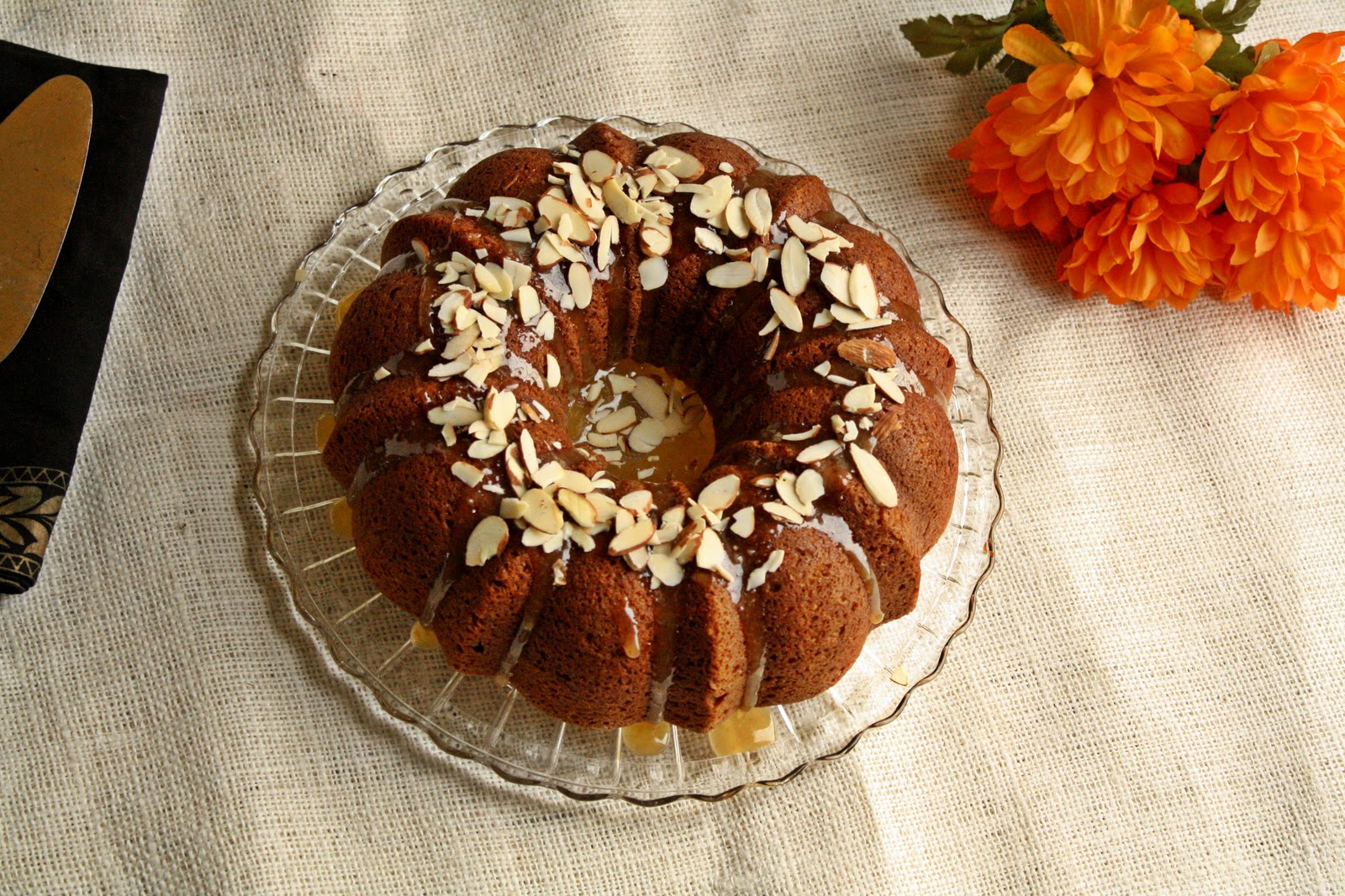 Versatile Vegetarian Kitchen Eggless Almond Date Cake