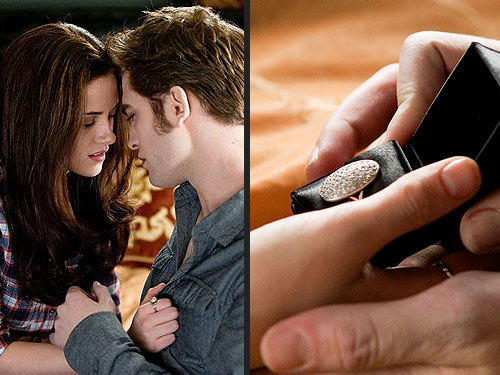 The engagement ring given to Bella (Kristen Stewart) by Edward (Robert 
