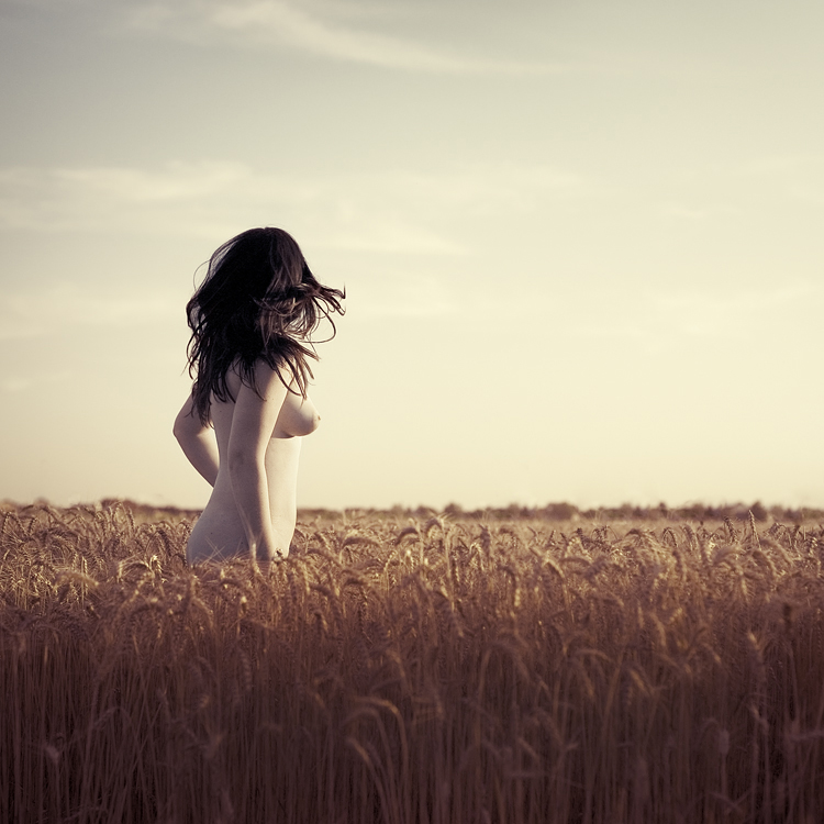 Модель Playboy гуляет по полю голая