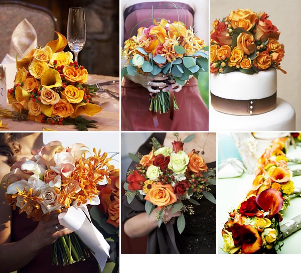 orange and yellow lily wedding bouquet 