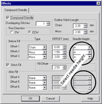 offset needle height