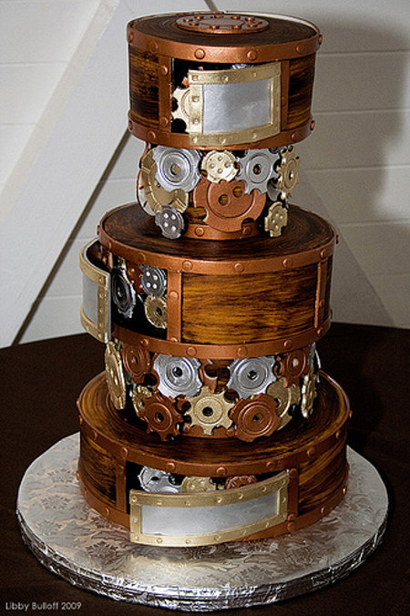 A steampunk wedding cake to me this steampunk obsession came out of left