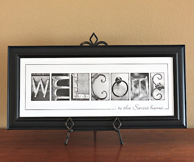 name frame, welcome sign, alphabet collage