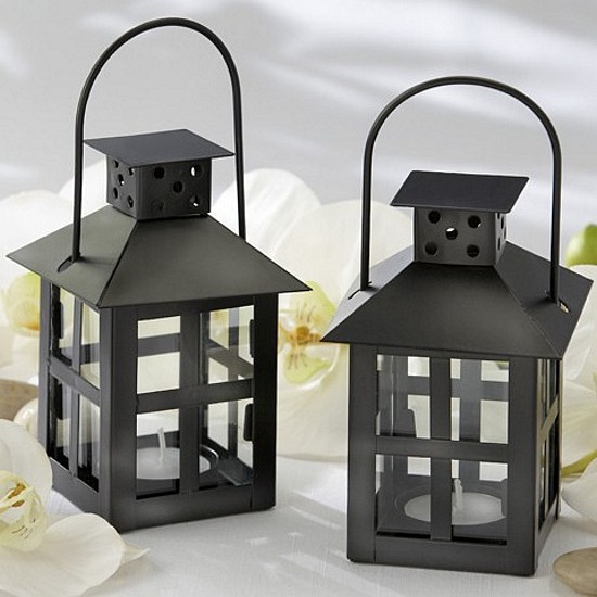 Black Mini Lantern Tea Light Candle Holders