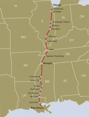 Train Route: City of New Orleans Train Route: City of New Orleans