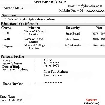 Current News Sample Resume For Freshers Free