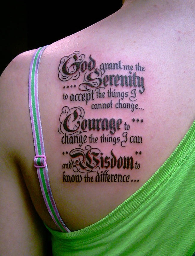 Tattoo; Black and Red, Serenity Prayer. Posted by Collin Kasyan