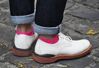 white shoes with pink socks