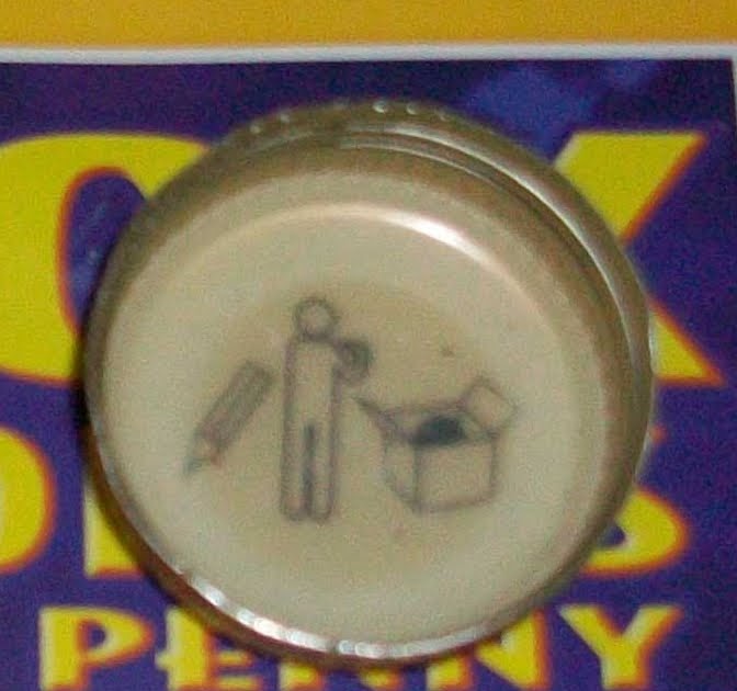 Mickey S Beer Cap Puzzle Answer Board Mickeys Beer Cap Puzzle 44 Pen Pencil Figure Pointing Box With Ball Inside