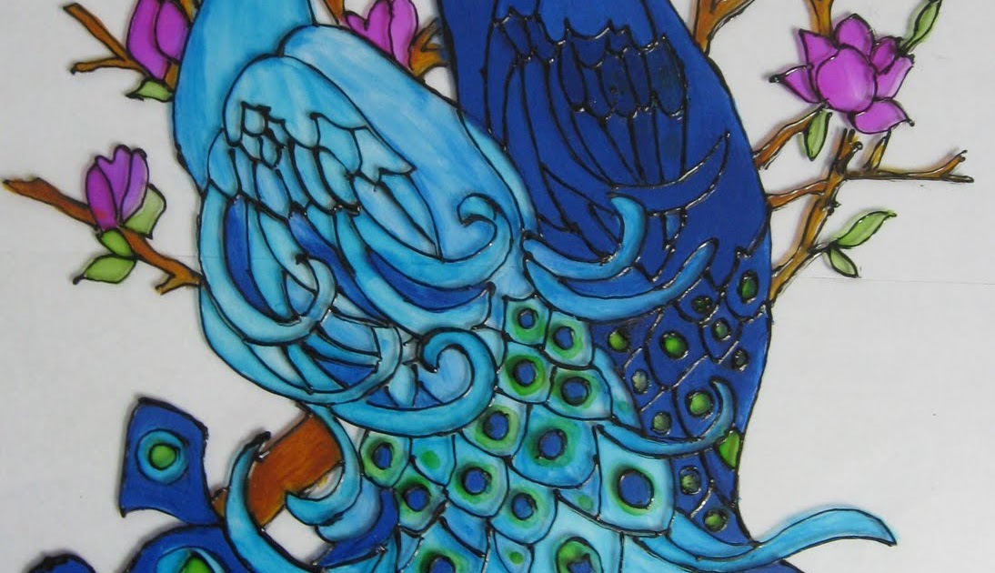 Art and Craft Work Peacock Glass painting