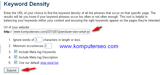 seo tool density