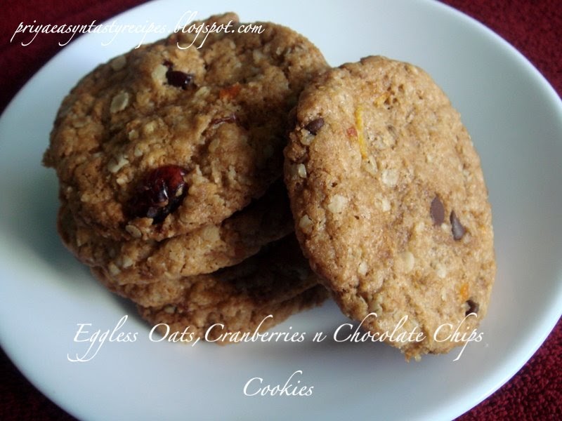 Priya's Versatile Recipes Eggless Oats,Cranberries N Chocolate Chips