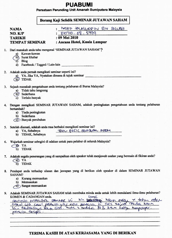 antara testimoni...