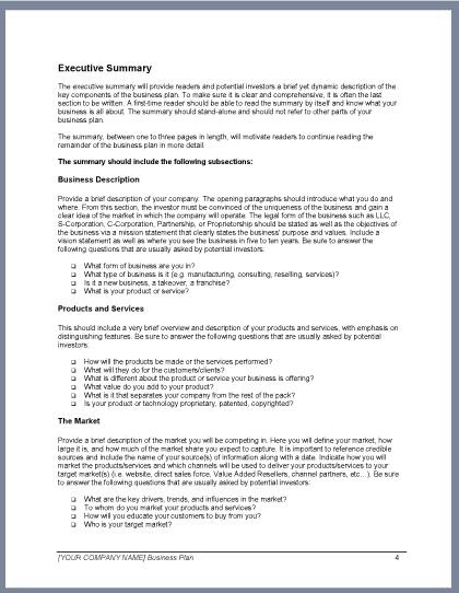 Rental property business plan template free picture