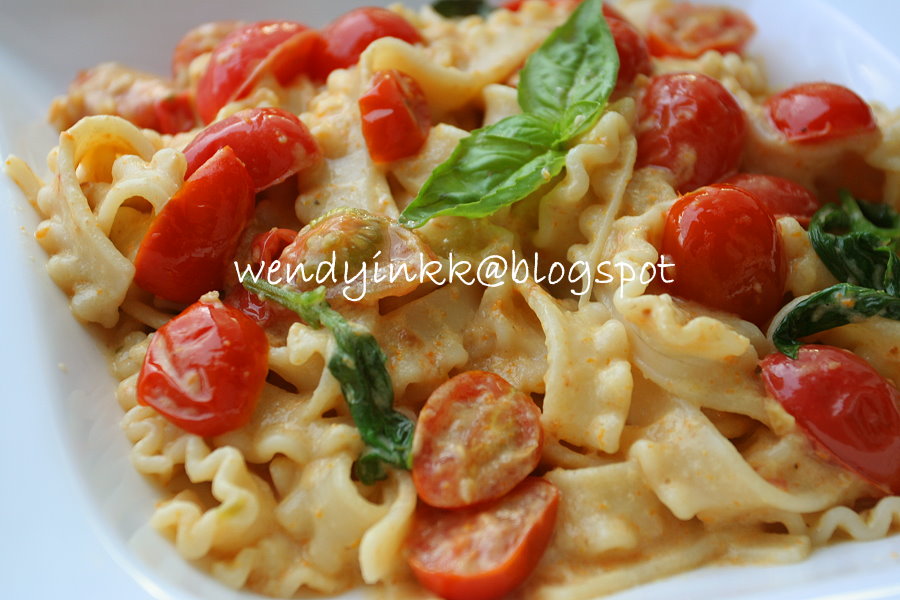 Table for 2.... or more Cherry Tomato Basil Tripoline with Tomato Cream