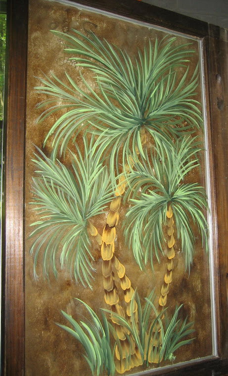 Old Window Art - Palm Trees