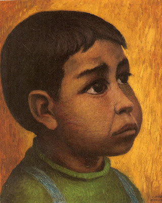 Jose Chavez Morado Mexican 1909 2002'Boy' Oil on canvas 14 X 11 