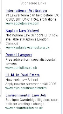 gmail text ad showing legal firms