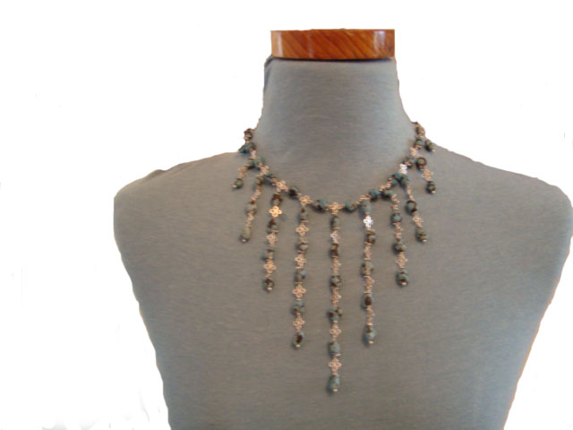 collar caida princesa plata y turqueza