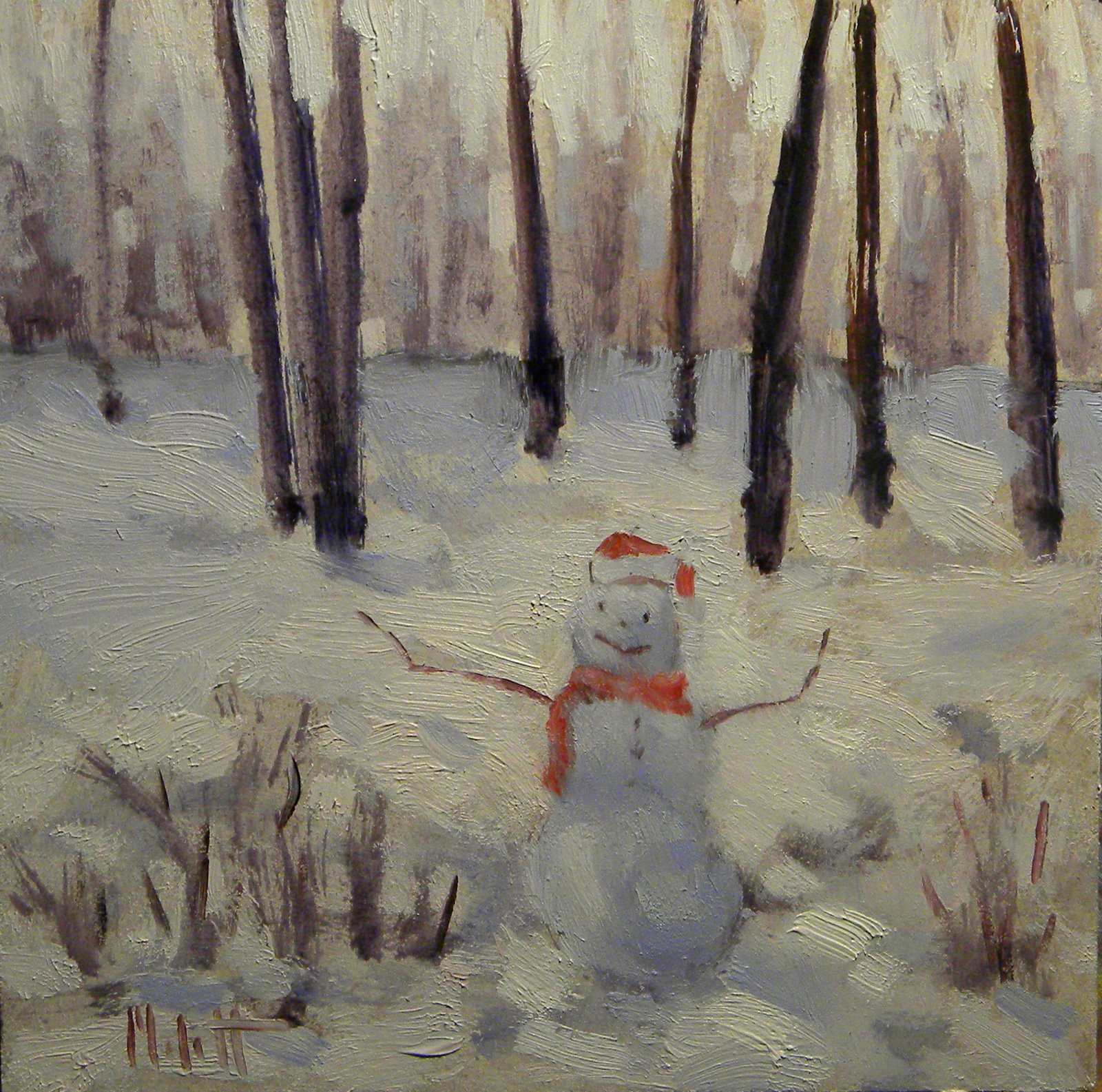 Snowman (With images) Snowman painting, Painting, Original art painting