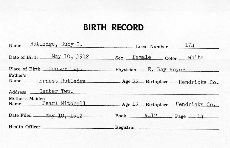 Hendricks County, Indiana Genealogy Blog: RESEARCH TIP: Birth Records