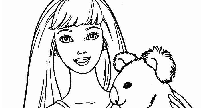 Barbie coloring pages holding puppy >> Disney Coloring Pages