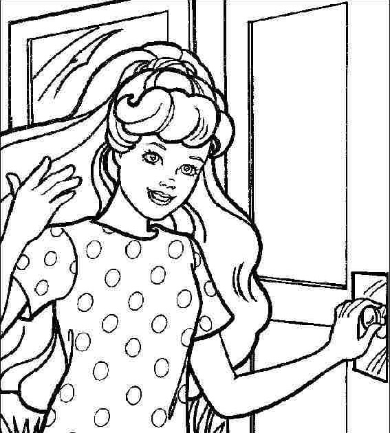 Coloring Pages Online Barbie Coloring Pages Open Door