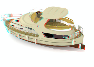 jacht Ramona 37: 3D view anaglif red cyan, obrazy 3D