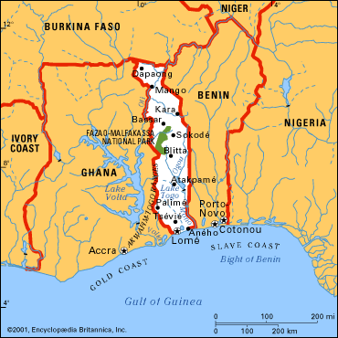 political map of togo. map, togo from world atlas