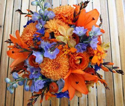 Orange Wedding Bouquet on Crosspollination  Blue And Orange Wedding
