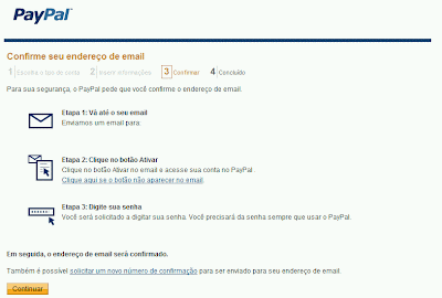 criando uma conta paypal
