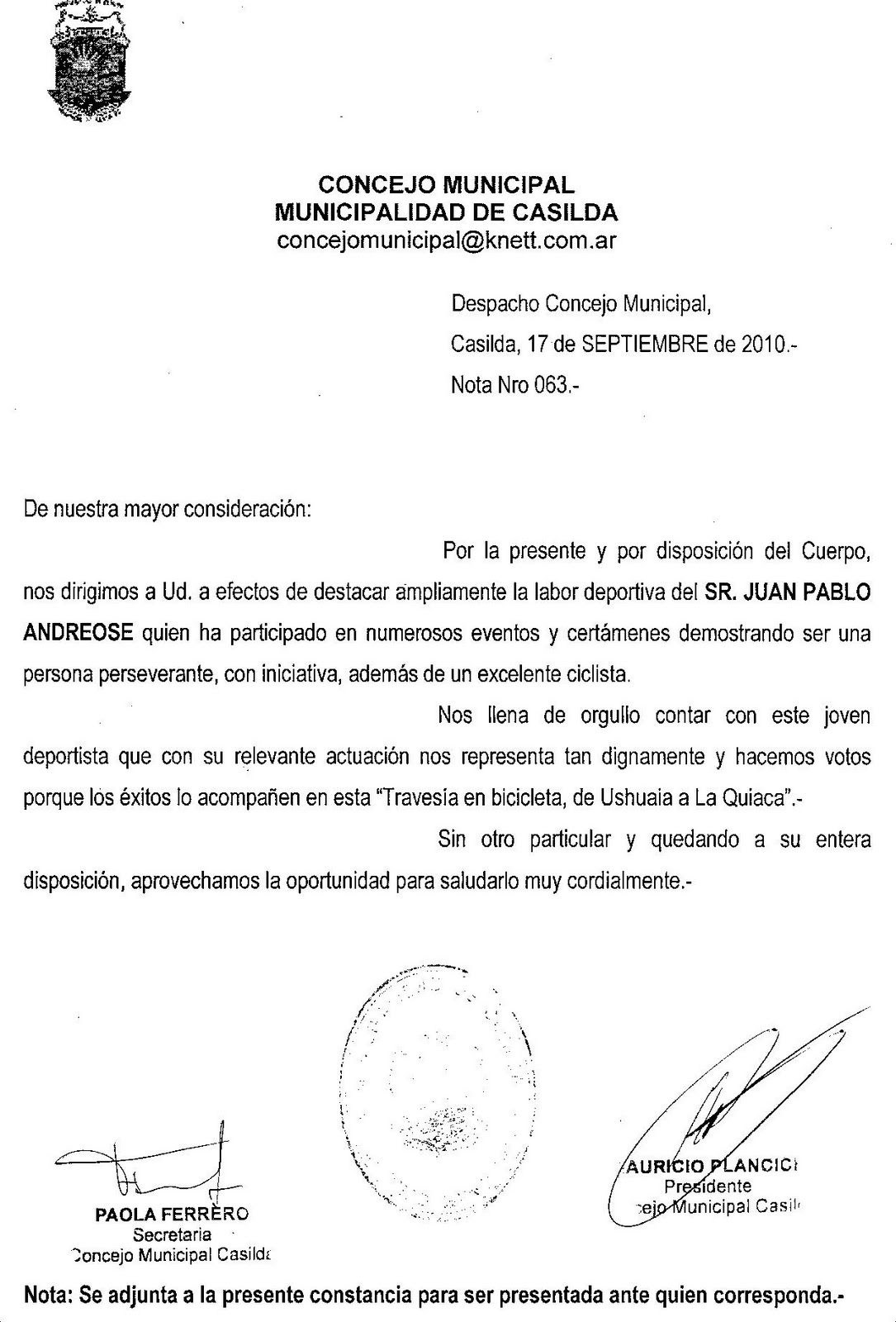 De Ushuaia A La Quiaca En Bici Les Dejo Carta Redactada Por El De Ushuaia A La Quiaca En Bici Les Dejo Carta Redactada Por El