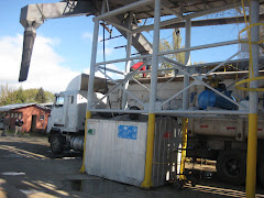 Cargando un camión con sardinas de un barco pesquero