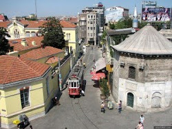 historical tram station in taksim square