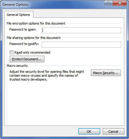 Set password on Office 2007