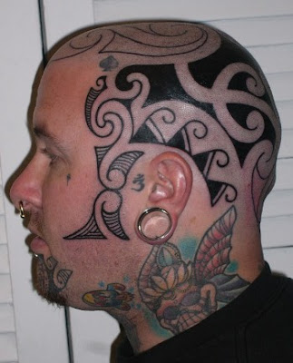 Tribal Face Tattoo In Progress