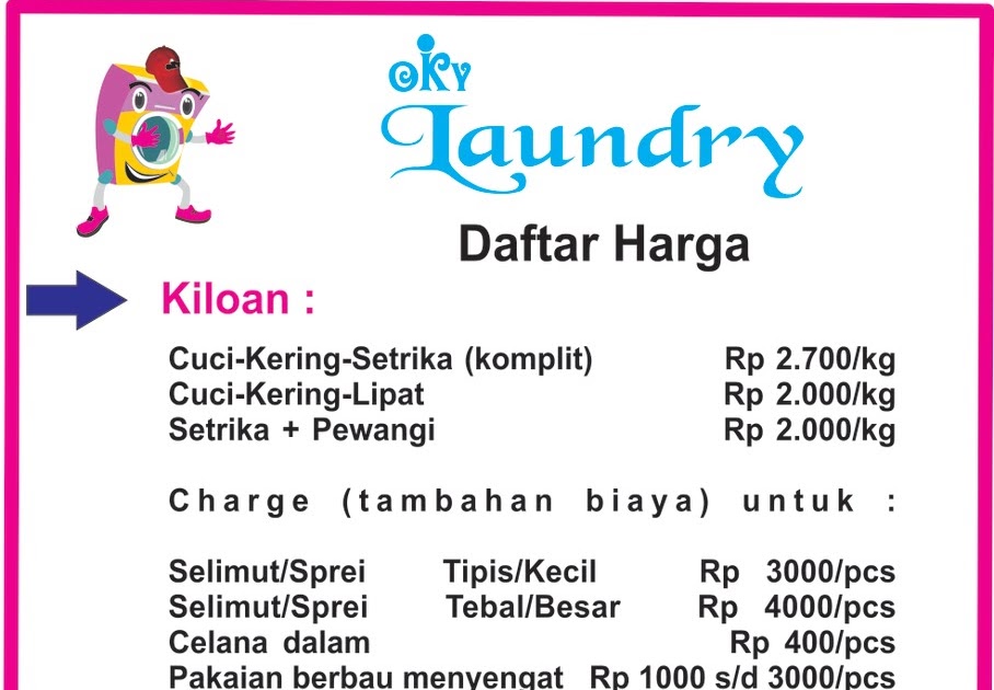 OKY LAUNDRY DAFTAR TARIF LAUNDRY