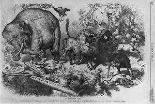 Political Party Symbols Elephant and Donkey Credit Line: Library of Congress, Prints & Photographs Division, [reproduction number, LC-USZ62-56776]