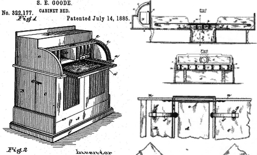 Sarah E. Goode Folding Bed Patent Public Domain Clip Art Photos and Images