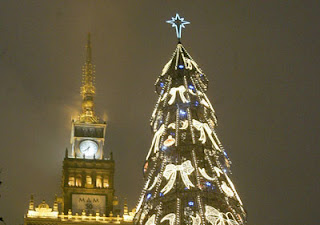 A 72-meter high Christmas tree in central Warsaw