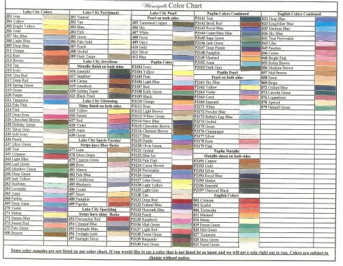 Quilling Paper Color Chart
