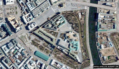 Image satellite de la Place rouge au coeur de Moscou en Russie.