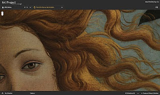 Schermata di Google Art Project con la Nascita di Venere di Botticelli.